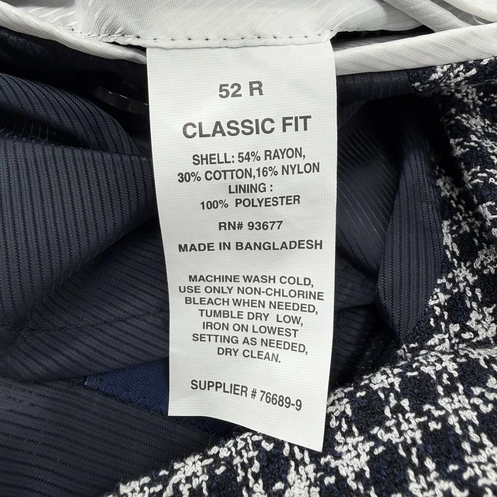 Stafford Mens‎ Classic Fit Navy Check seasonal Sport Coat Blazer Jacket 52R